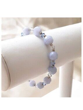 Fairy Blue Chalcedony w/ Crystals Elastic Bracelet